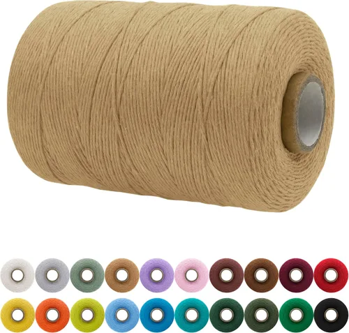 Miniatura 22 de JeogYong Cordón de macramé de un solo hilo 2mm x 164 yardas (492 pies) Cuerda de algodón suave, hilo de macramé 2 mm, suministros de macramé