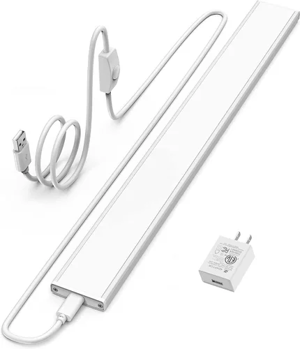 Miniatura 18 de ASOKO Iluminación LED para debajo del gabinete, barra de tira de luz de 12 pulgadas, luz blanca fría 6000 K regulable con enchufe USB, pequeña