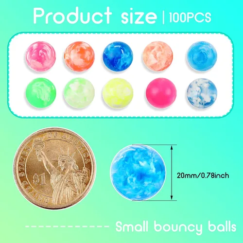 Miniatura 2 de Sumind 100 bolas pequeñas con rebote de goma a granel para bebés, regalos de fiesta de cumpleaños, regalos, premios, máquinas expendedoras
