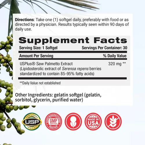 Miniatura 5 de Flomentum® Saw Palmetto para hombres Suplemento de próstata Suplemento de apoyo de próstata para la salud masculina Verificado por USP - Flujo