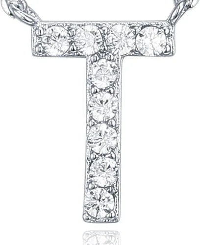 Miniatura 141 de PAVOI 14K White Gold Plated Cubic Zirconia Initial Necklace Letter Dainty Necklaces for Women