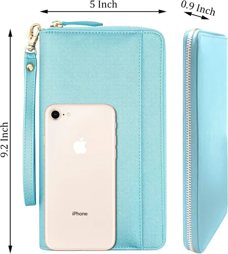 Miniatura 5 de Travel wallet Document Organizer RFID Passport Case Family Holder (Pearl Blue)