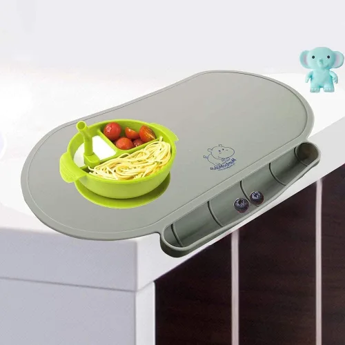 Miniatura 8 de Tapete individual de silicona para niños, Baby Mumbo, calidad alimentaria con bordes elevados únicos para la prevención de derrames, bandeja ligera