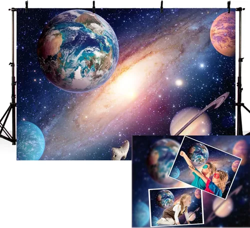 Fondo de 5 x 3 pies con temática del espacio exterior del universo del sistema solar, universo, galaxia, fotografía, fondo, Vía Láctea, ciencia