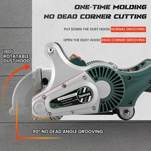 Miniatura 4 de Huanyu Cazador de pared eléctrico 1 vez Moldeo de pared Máquina de corte de ranura de pared Vistamiento infrarrojo 4800W Ancho de corte 1.575 in