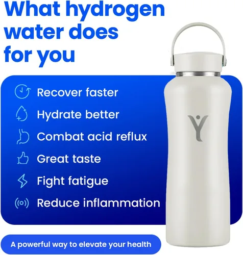 Miniatura 6 de DYLN - Botella de agua de hidrógeno Crea agua alcalina hidratante rica en hidrógeno hasta 9 pH Botella de agua de acero inoxidable aislada al
