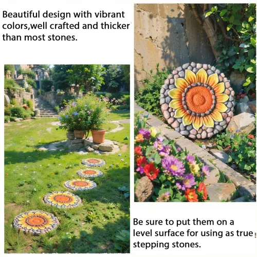 Miniatura 2 de Piedras decorativas de girasol para jardín al aire libre – Adoquines para sendero exterior, piedras de jardín, piedras decorativas para jardín al