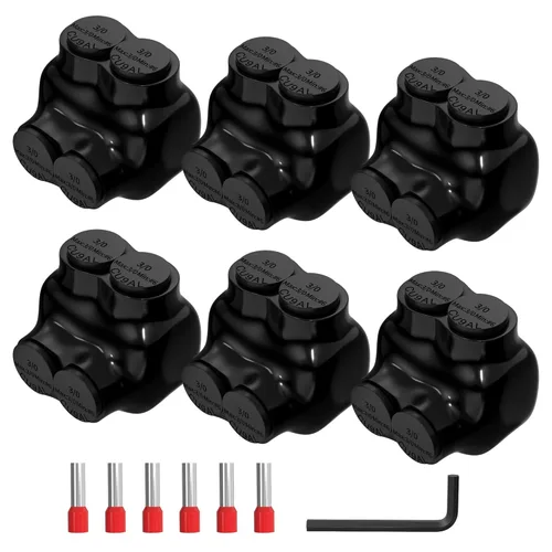 Miniatura 11 de Joinfworld Conector de múltiples derivaciones aislado de 2 puertos, conectores de cable de aluminio a cobre, 4-14AWG de entrada de un solo lado