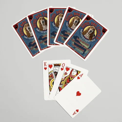 Miniatura 7 de Lantern Press Cartel vintage de Devil Dog Tavern, Basset Hound (52 cartas de juego, baraja de cartas de tamaño póquer con comodines)