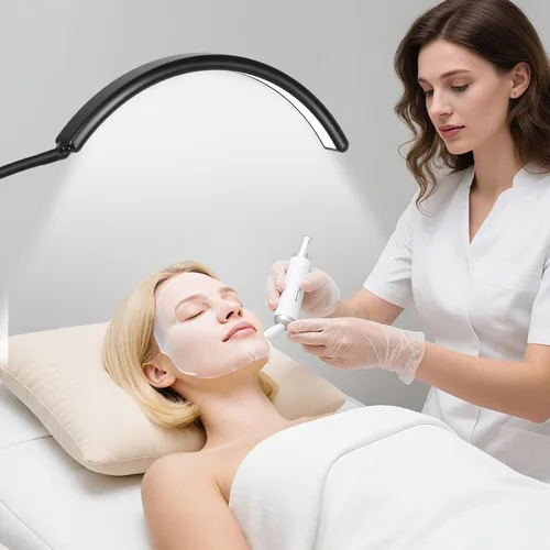 Miniatura 6 de Luz de Piso LED Media Luna - Lámpara Profesional Sin Sombras, Ajustable para Técnicas de Pestañas, Esteticistas y Tatuadores Extensiones