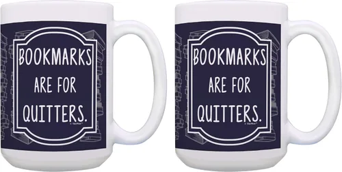 Miniatura 10 de ThisWear Librarian Gifts Bookmarks are for Quitters Regalos divertidos para lectores, regalo de ratones de biblioteca, taza de café de cerámica