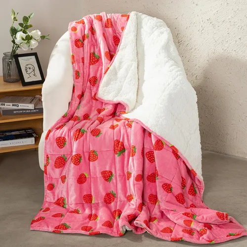 Miniatura 10 de Aemicion Manta con peso para niños de 7 libras, tamaño individual de 41 x 60 pulgadas, cómoda, suave y esponjosa Sherpa, manta pesada para niños