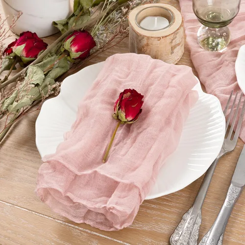 Miniatura 4 de Socomi Servilletas de Gasa Rosa para Otoño y Acción de Gracias, Tela de Queso, Conjunto de 10 Servilletas Lavables de Boho para Cena, Ideales