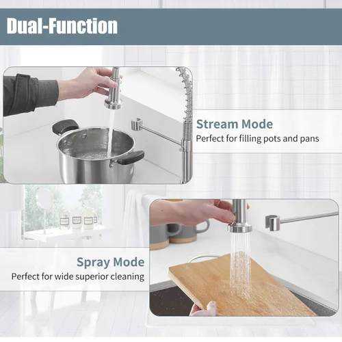 Miniatura 2 de Grifo de cocina sin contacto con dispensador de jabón, sensor de movimiento, resortes activados manos libres, grifo de una sola manija