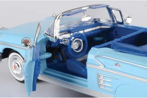 Miniatura 5 de Chevrolet Impala Convertible 1958, azul - Motormax Premium American 73267 - Modelo de automóvil fundido a presión a escala 1/24, unisex, para niños