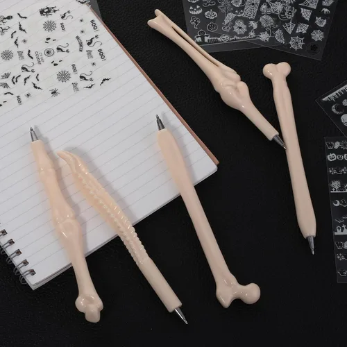 Miniatura 8 de Bewudy 5 bolígrafos creativos con forma de hueso, de 0.039 in, tinta negra, modelo de hueso, bolígrafo de enfermera, médico, recuerdos de fiesta