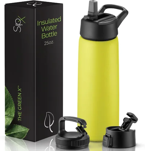 Miniatura 17 de SIPX™ Botella de Agua Aislada de 18 oz con 3 Tapas – Acero Inoxidable a Prueba de Fugas, Triple Aislamiento – Frío 24 Horas/Caliente 12 Horas