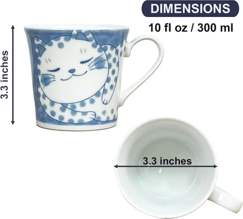 Miniatura 3 de Taza de cerámica japonesa con caja de regalo, serie de tazas de té Nekochigura, 10 onzas líquidas, taza de café japonesa Yunomi Pottery, taza