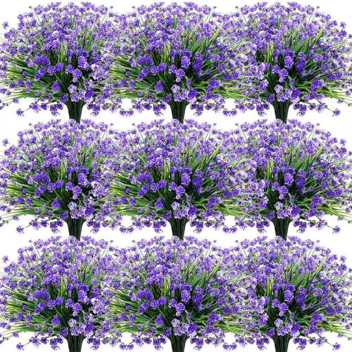 Miniatura 7 de Hoteam 40 paquetes de flores artificiales para exteriores, resistentes a los rayos UV, plantas de exterior sintéticas, plantas de plástico falsas