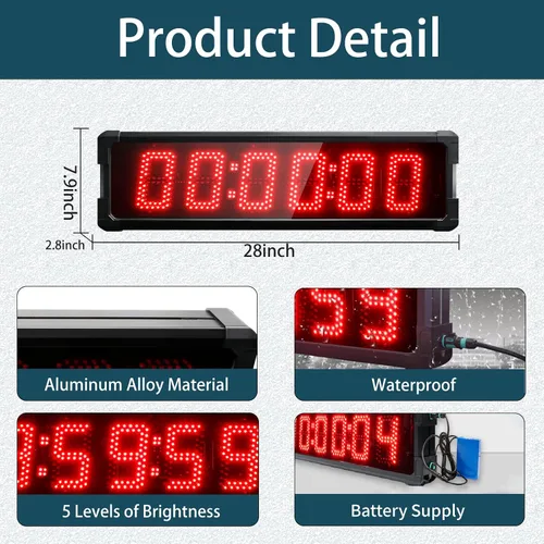 Miniatura 2 de Reloj de carreras con trípode para eventos de correr, cronómetro LED grande con control remoto, temporizador de gimnasio de cuenta regresiva/cuenta