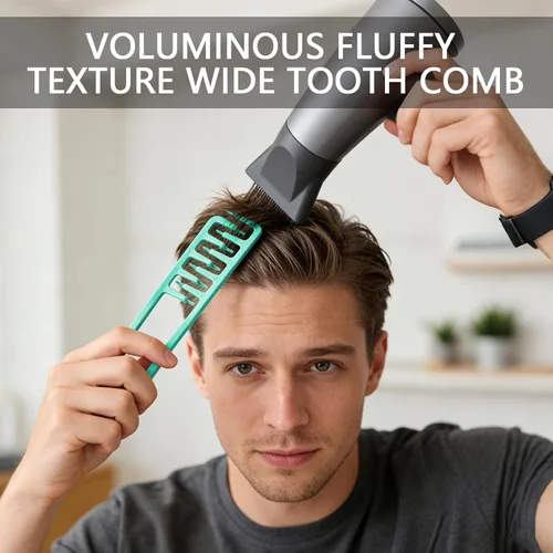Miniatura 3 de Peine de textura de 2 piezas, peine de volumen para cabello, peine de dientes anchos para rizos, peine de peinado, peines para hombres, juego