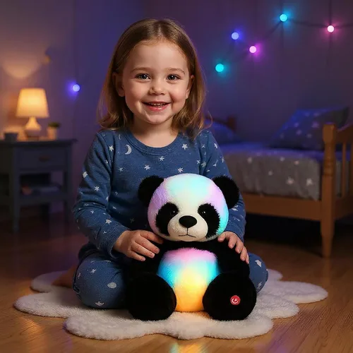 Miniatura 6 de Oso de peluche con luces LED brillantes, luz nocturna musical, juguete de peluche canta canciones de cuna, regalos de Navidad, para cumpleaños