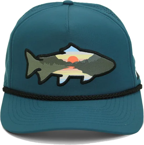Miniatura 16 de Paramount Outdoors Sombrero de pesca de trucha al atardecer, diseño de silueta de pez de montaña, sombrero para exteriores con cómodo Snapback