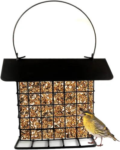 Comedero para pájaros en sebo mejorado, a prueba de lluvia, para colgar al aire libre, para uso con pasteles de sebo, pasteles de semillas, pasteles