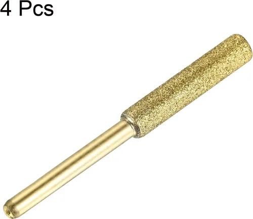 Miniatura 3 de PATIKIL Afilador de motosierra de diamante de 3/16 pulgadas, paquete de 4 unidades de afilar piedra de afilar herramienta de lijado de pulido, dorado