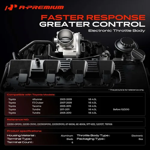 Miniatura 2 de A-Premium Cuerpo del acelerador electrónico compatible con Toyota 4Runner 03-09, FJ Cruiser 07-09, Tacoma 05-15, Tundra 05-11, V6 4.0L, repuesto #