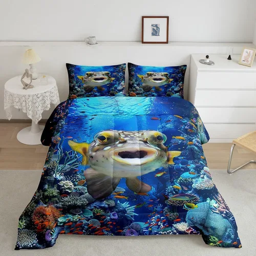 Miniatura 30 de Juego de edredón lindo de perro y gato, tamaño matrimonial, juego de ropa de cama colorido con estampado de patas de cachorro, 3 piezas para niños