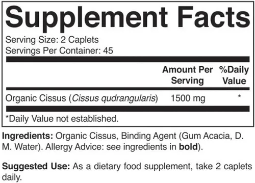 Miniatura 3 de Brieofood Organic Cissus Quadrangularis 1500mg, 45 porciones, vegetariano, sin gluten, 90 tabletas vegetarianas