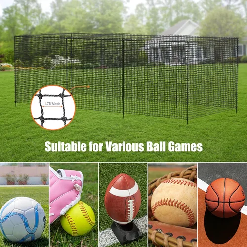 Miniatura 5 de RIIFRILY Redes para Jaulas de Bateo de Béisbol, 20'L/35'L/55'L/70'L Redes para Jaulas de Béisbol y Softbol, Malla de HDPE Cerrada #42/#45