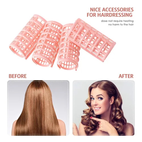 Miniatura 4 de Syhood 16 rizadores de pelo autoadhesivos para mujeres, 1.18 pulgadas, color de piel, sin calor, de plástico, con peine de acero para pelar