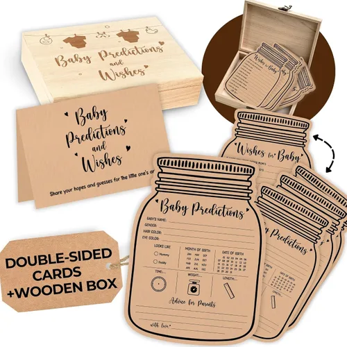 Miniatura 8 de WOODAMORE Tarjetas de Predicción para Bebé para Decoraciones de Baby Shower - Tarjetas Rústicas de Predicciones de Bebé y Consejos, Tarjetas
