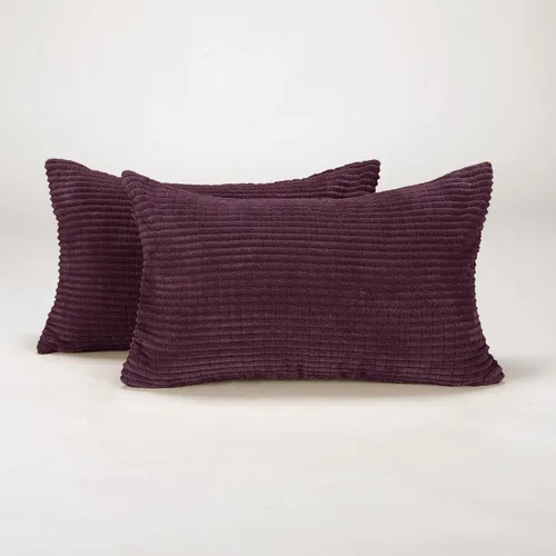 Miniatura 13 de Deconovo Juego de 2 fundas de almohada de terciopelo, 26 x 26 pulgadas, color azul, suaves pompones cuadrados con funda de cremallera oculta