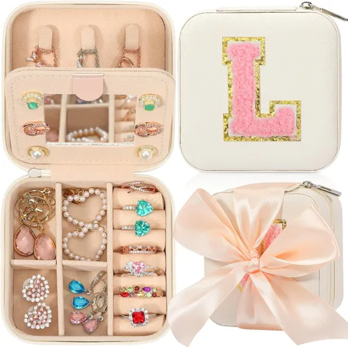 CHMI Joyero de viaje, joyero de viaje blanco, organizador de joyas de viaje, regalos de viaje para mujeres y niñas, caja organizadora de joyas,