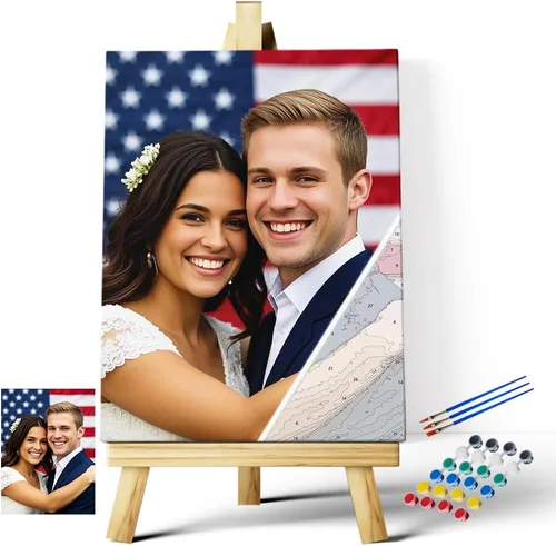 EGUEGU Pintura personalizada por números de fotos, personaliza pintura de lienzo por números para principiantes, kits de pintura al óleo digital