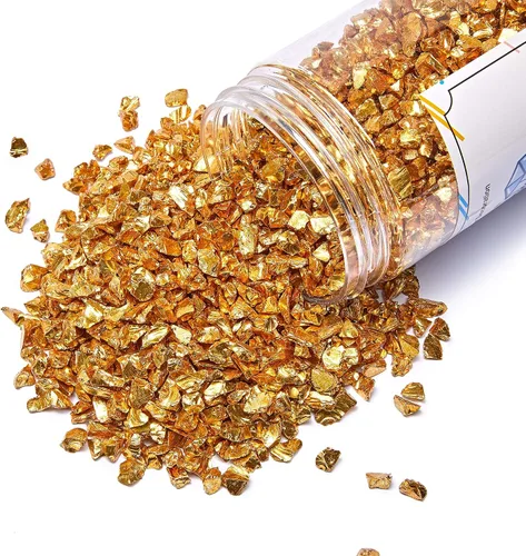 Miniatura 20 de TWINKLING Purpurina de Vidrio Triturado de Alto Brillo, Vidrio Roto, Piedras de Cristal de Fuego para Chimenea, Arte de Resina DIY, Manualidades