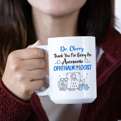 Miniatura 5 de Taza de café personalizada para oftalmólogo con texto en inglés "Thank You For Being An Awesome Oftalmologist", taza de café personalizada