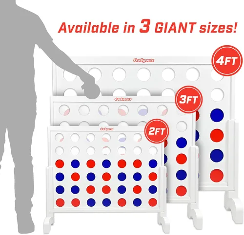Miniatura 6 de GoSports Juego Gigante de Madera 4 en Raya de 3 Pies de Ancho - Elige Acabado Blanco u Oscuro - Jumbo 4 en Raya Diversión Familiar con Fichas