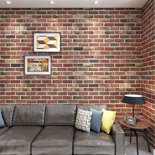 Miniatura 3 de Art3d Paquete de 10 - 52.5 pies cuadrados Paneles de pared 3D de ladrillo falso para despegar y pegar en marrón rojizo, papel tapiz de espuma