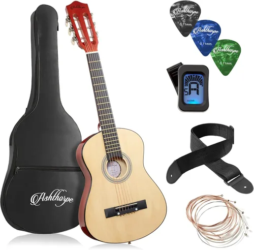 Miniatura 14 de Ashthorpe - Paquete de guitarra acústica para principiantes de 30 pulgadas (negro), kit básico de iniciación con funda, cuerdas, correa, afinador