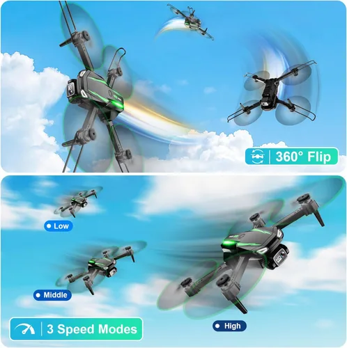 Miniatura 3 de Dron con cámara, dron plegable HD 1080P FPV para niños, adultos y principiantes, cuadricóptero RC con motor sin escobillas y vuelo estable, gestos