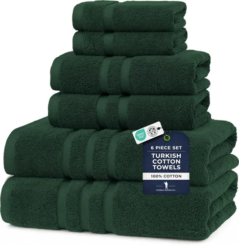 Miniatura 15 de Veteran Textile LLC - 6 piezas - Algodón turco - Juego de toallas de lujo para baño y cocina, 2 toallas de baño, 2 toallas de mano y 2 paños de baño