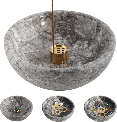 Koville Soporte de incienso marroquí de mármol natural, soportes de incienso para palos, quemador de incienso resistente, atrapa cenizas, ideal para