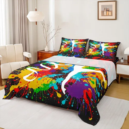 Miniatura 45 de Erosebridal Juego de sábanas de gimnasia para niñas y niños, tamaño individual, juego de sábanas de teñido anudado arcoíris, juego de ropa de cama