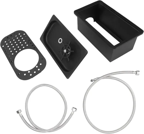 Jarra Enjuagadora con manguera Barra de acero inoxidable 304 Arandela de vidrio Negro Taza de enjuague de baño de vidrio Rinserg Herramienta de