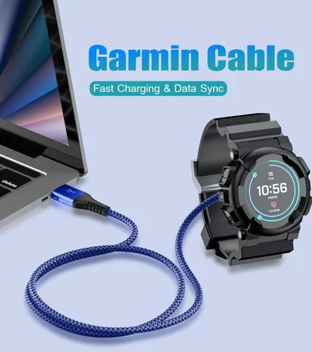 Miniatura 2 de Garmin - Cable cargador de reloj [2 unidades, 4 pies] compatible con Garmin Fenix 5 5S 5X 6 6S 6X Plus Pro 7 7S 7X 8, Forerunner 945 45 45S 245 Azul