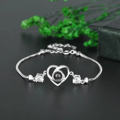 Miniatura 39 de Godchoices Pulsera de fotos personalizada, pulsera de proyección de fotos con imagen en el interior, collar con texto en inglés "I Love You